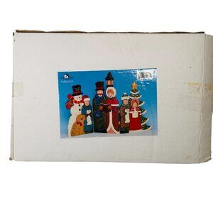 Kurt S. Adler Tri-Fold Christmas Carolers Singing Family Hinged Resin Decor Vtg